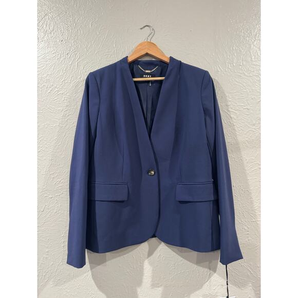 DKNY One Button Navy Blue Blazer Size 10 - Picture 3 of 7